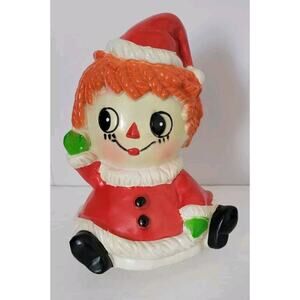 Raggedy Ann Revolving Christmas Musical Figurine Vintage Commodore Made in Hong